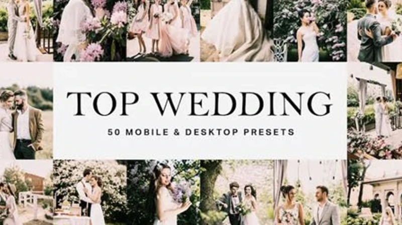 50 Wedding Mobile &amp; Desktop Presets for Lightroom and LUTs Image 1