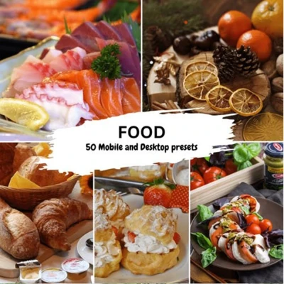 50 Food Mobile & Desktop Presets for Lightroom and LUTs